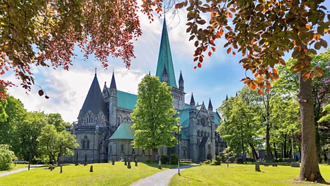 Ronnmyd/Getty Images Norway's Nidaros Cathedral is built over the burial site of Saint Olav, the patron saint of the Åland islands (Credit: Ronnmyd/Getty Images)