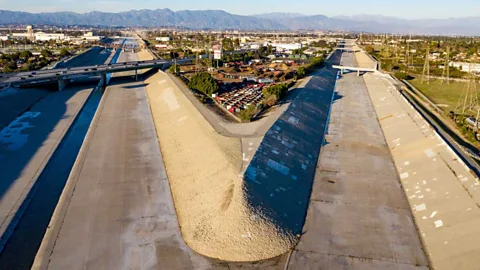 Brian van der Brug/Getty Images The Los Angeles River was once free-flowing, but after flooding in the early 20th Century, it was encased in a more controllable channel (Credit: Brian van der Brug/Getty Images)