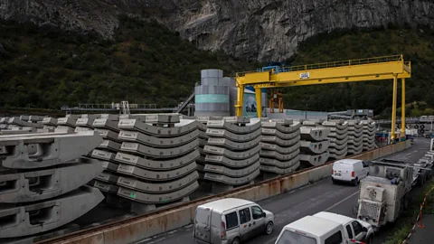 Emanuele Cremaschi/Getty Images The interior concrete lining of the Mont d'Ambin Base Tunnel, part of a high-speed rail link connecting Lyon, France with Turin, Italy (Credit: Emanuele Cremaschi/Getty Images)