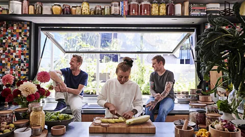 Dean Bradley Award-winning chefs Matt Stone and Jo Barrett are living solely off the food and resources produced by Future Food System (Credit: Dean Bradley)