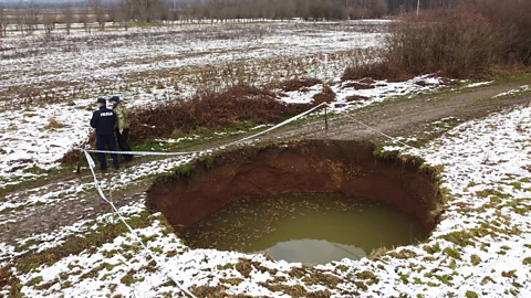 Antonio Šebalj More than 100 sinkholes of varying size appeared in the area in under a month, raising fears for residents' safety (Credit: Antonio Šebalj)