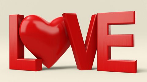 Focus image: Love’ in big red letters, with the ‘o’ replaced with a love heart.