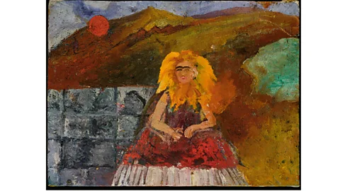 Private Collection, USA. Photo courtesy of Mary-Anne Martin Fine Art New York Frida in Flames (Self-portrait inside a Sunflower), 1953-54, is a powerful late painting (Credit: Private Collection, USA. Photo courtesy of Mary-Anne Martin Fine Art New York)