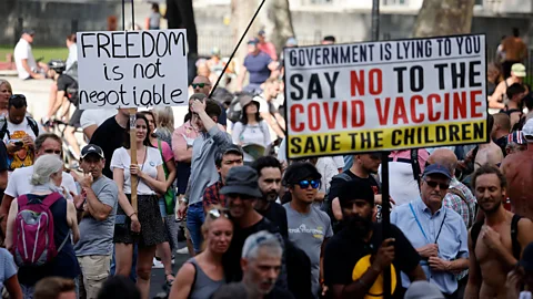 Tolga Akmen/AFP/Getty Images Most people hesitant about taking the vaccine do not have anti-scientific views like the small minority of anti-vaccine protesters (Credit: Tolga Akmen/AFP/Getty Images)
