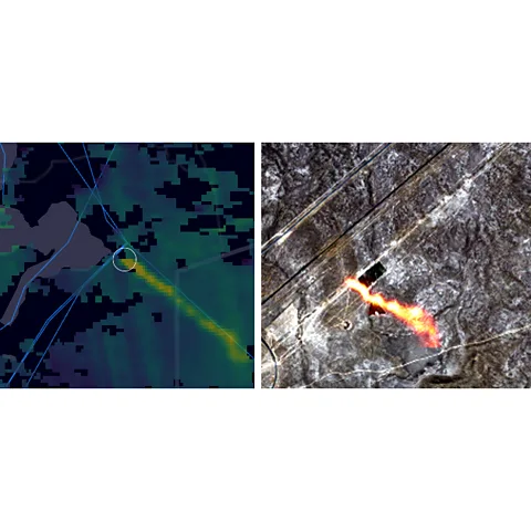 Copernicus/Kayrros Satellites have detected methane leaks around the world, including gas pipelines in countries such as Kazakhstan (Credit: Copernicus/Kayrros)