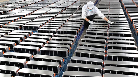 Getty Images Lithium demand will likely follow the growing need for batteries, like these ones for cars at a factory in China (Credit: Getty Images)