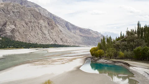 Emeric Fohlen/Getty Images The Shyok river forms part of the Indus basin, which feeds the largest area of irrigation in the world (Credit: Emeric Fohlen/Getty Images)