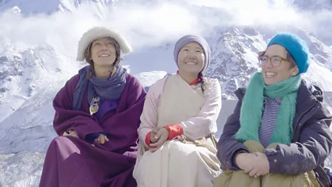 Emily Almond Barr For her journey in India, Wortley was ed by guide Jangu Lepcha and filmmaker Emily Almond Barr (Credit: Emily Almond Barr)