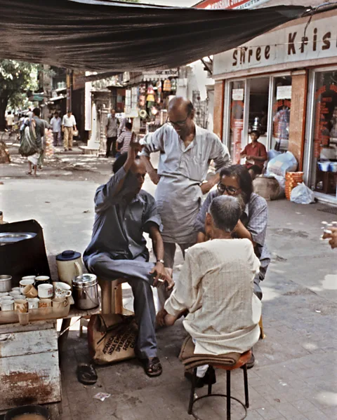 IndiaPicture/Alamy Every day, men gather at roadside tea shacks throughout Kolkata to ionately engage in adda (Credit: IndiaPicture/Alamy)