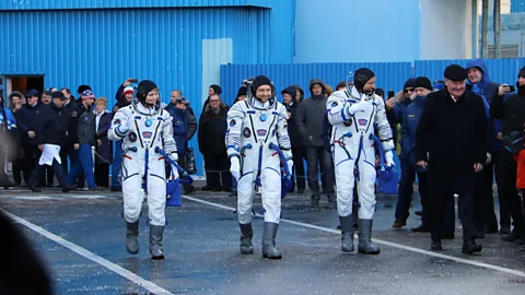 Vegitel Visitors to Baikonur Cosmodrome can participate in a seeing-off ceremony as astronauts head to their spacecraft (Credit: Vegitel)