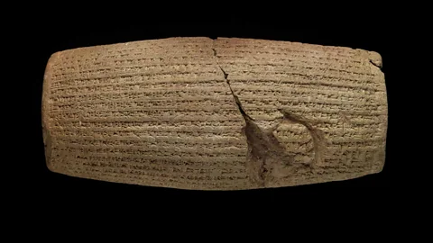 The Trustees of the British Museum The Cyrus Cylinder features a Babylonian account of the conquest of Babylon by Cyrus in 539 BC (Credit: The Trustees of the British Museum)