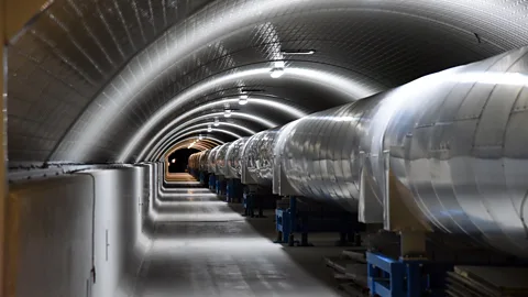 Claudio Giovannini/AFP/Getty Images The Virgo facility and others like it are able to detect the ripples created in space and time by stellar black holes (Credit: Claudio Giovannini/AFP/Getty Images)