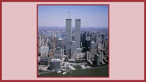 Image: the twin towers of The World Trade Center prior to 9/11