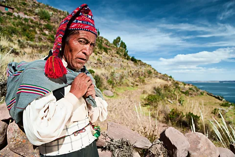 hadynyah/Getty Images For nearly 500 years, men on Taquile have used hats as a way to express themselves and attract females (Credit: hadynyah/Getty Images)