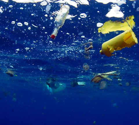 Plastic floating in the ocean