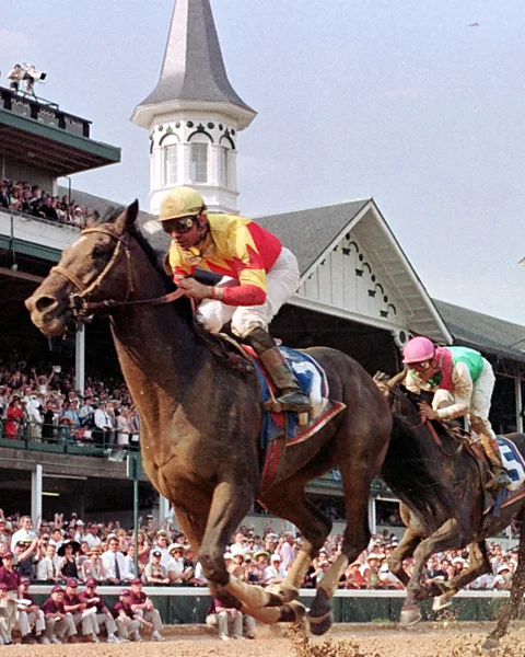Getty Images Fusaichi Pegasus wins the Kentucky Derby race (Credit: Getty Images)