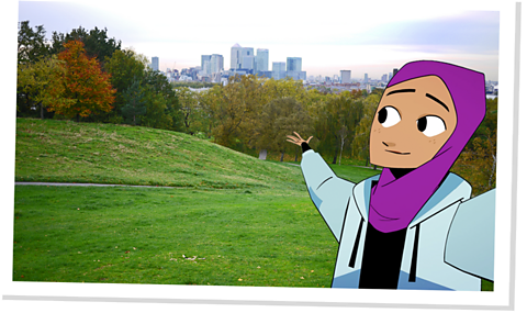 Fatima looking at an urban greenspace