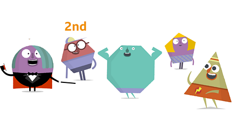 5 shapes as characters with the second shape labelled.