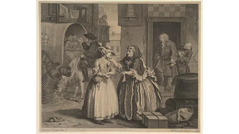 Met Museum Hogarth's A Harlot's Progress (1732) describes a young woman's rise and fall in the "sin city" of London (Credit: Met Museum)