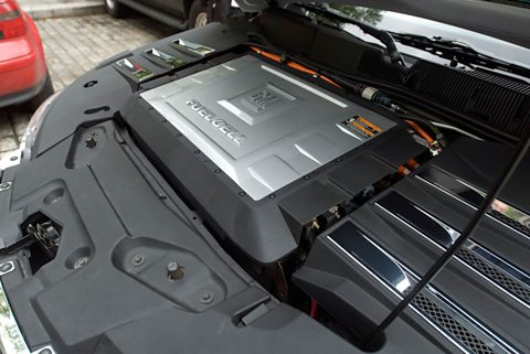 A hydrogen fuel cell in a car.