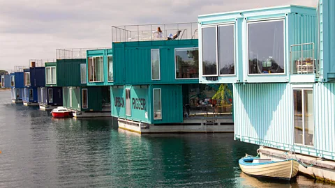 Alamy A development in Copenhagen built from shipping containers uses a variety of sustainable tricks, such as drawing heat from the surrounding seawater (Credit: Alamy)