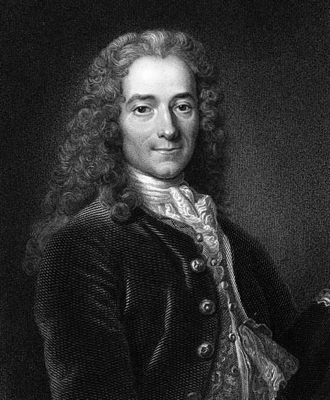Black and white portrait of Voltaire