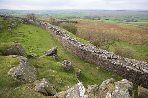 A section of Hadrian's Wall at Walltown Crags, Northumberland, England.