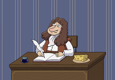 Samuel Pepys writing at his desk.