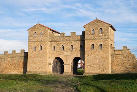 A recreation of a Roman fort at South Shields, north east England.