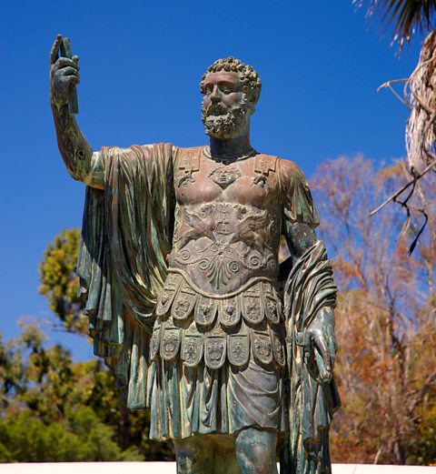 A bronze Statue of Septimus Severus outside Leptis Magna Museum, Libya, North Africa