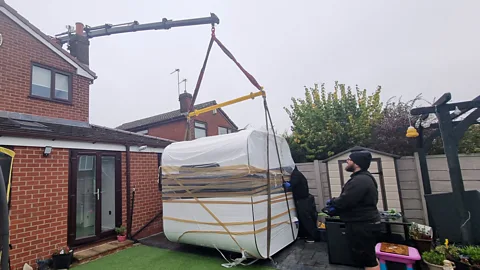 Ryan Williams Ryan Williams's aluminium office pod arrived in his Manchester, UK garden in November (Credit: Ryan Williams)