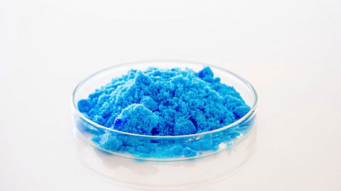 Blue copper sulfate crystals