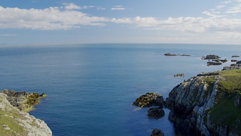 Looking out to sea from the coast.