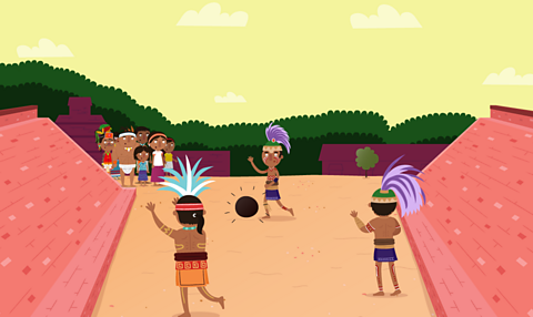 Maya people playing the game pitz.