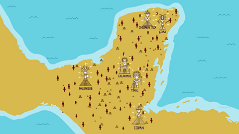 Map of important cities in Maya civilisation.