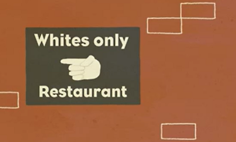 Sign saying whites only restaurant.