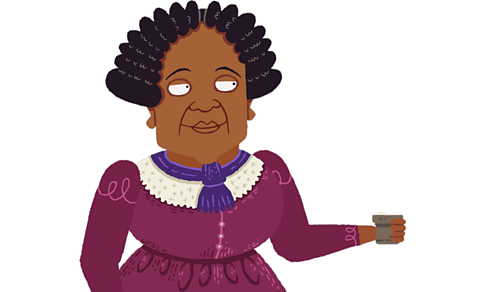 Mary Seacole holding a cup.