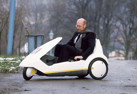 Clive Sinclair in his electric C5 car