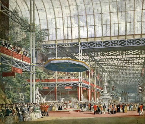 Queen Victoria opening the Great Exhibition at the Crystal Palace.