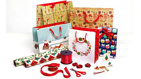 Christmas wrapping paper and bags 