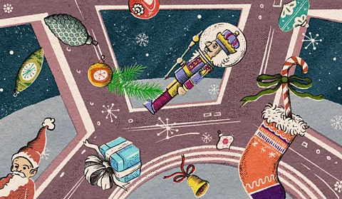 Emmanuel Lafont/ BBC On the ISS, it wouldn't just be rogue glitter and pine needles that keep turning up in obscure corners months after Christmas (Credit: Emmanuel Lafont/ BBC)