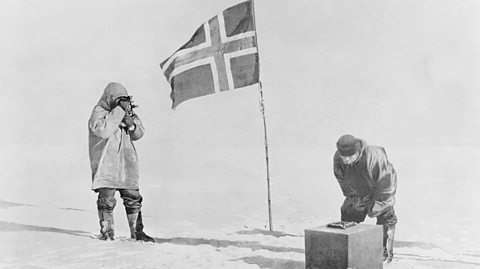 Norwegian Explorer Roald Amundsen at the South Pole