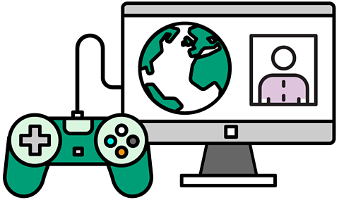 A game controller and computer screen