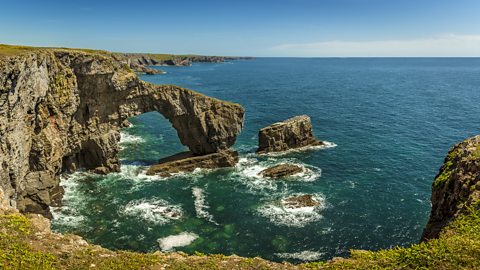 A cave, arch, stack and stump