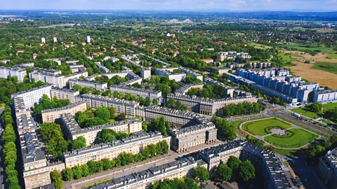 Tim E White/Getty Images Nowa Huta's central square is laid out in a distinctive pentagonal shape