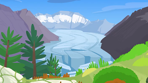 Cartoon of glaciers in the Alps