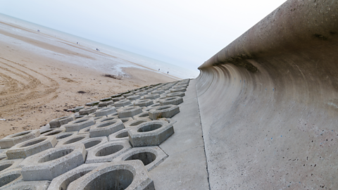 A sea defence wall at Blackpool