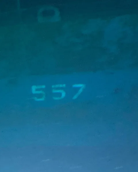 Caladan Oceanic The number 557 visible on the side was proof Vescovo and his team had found the right ship (Credit: Caladan Oceanic)