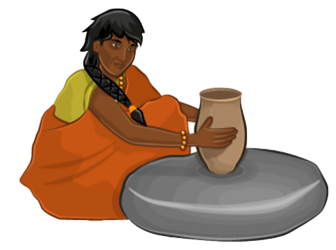 Cartoon of an Indus person making pottery.
