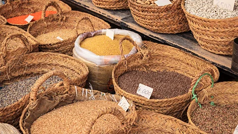 Getty Images Baskets of colourful grains